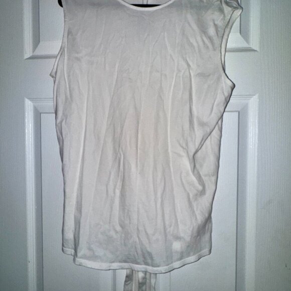 White Sleeveless Tie-Front Top-Large - Picture 5 of 5